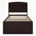 thumbnail image 2 of Dark Brown Twin XL Platform Bed - Features Storage LED Headboard, Charging Station, Twin Trundle & 2 Drawers, 2 of 20