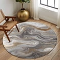 thumbnail image 2 of Marble 6FT Round Area Rugs for Living Room Abstract Fluid Art Grey Brown Marble Texture Modern Ultra-Thin Non-Slip Round Rugs Machine Washable Low Pile Circle Carpet for Bedroom Kitchen Nursery, 2 of 9