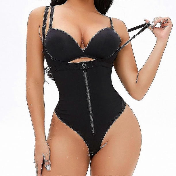 Women's Tummy Control Open Bust Bodysuit with Thong Design for Shaping and Comfort