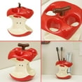 thumbnail image 5 of Christmas Ceramic Toothbrush Holder with Apple Core Design for Bathroom Storage, Red & White Toothpaste Organizer for Countertop & Washroom, 5 of 6