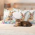 thumbnail image 3 of Outdoor Pillow Covers Farmhouse Rabbit Flower Leaf Waterproof Pillow Cases 20x12 Set of 2, Easter Egg Bunny Retro Pastoral Throw Pillow Cover Pillowcase for Patio Balcony Couch Garden, 3 of 9