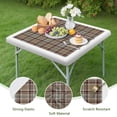 thumbnail image 4 of Brown Beige Plaid Checkered Pattern Square Fitted Tablecloth with Elastic Edge,Square Table Cover,Washable Elastic Table Cover for Home Kitchen Party Decor 34"x34", 4 of 6