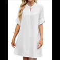 thumbnail image 2 of Vestido Camisero de Verano para Mujer, Informal, de Corta, con Botones y Cuello en V, Talla Grande L, 2 of 6