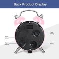 thumbnail image 4 of Reloj despertador retro pequeño con campana clásica rosa, despertador de mesita de noche con pilas, despertador analógico silencioso retro para dormitorio, sala de estar y cocina, 4 of 5
