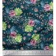 thumbnail image 1 of Soimoi Japan Crepe Satin Fabric Leaves,Berries & Rose Floral Print Fabric by The Yard 42 Inch Wide, 1 of 1