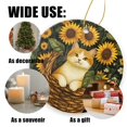 thumbnail image 3 of Funny Christmas Ornament,Sunflower - Surrounded Cat In Basket,Xmas Round Ceramic Pendant, 3 of 6