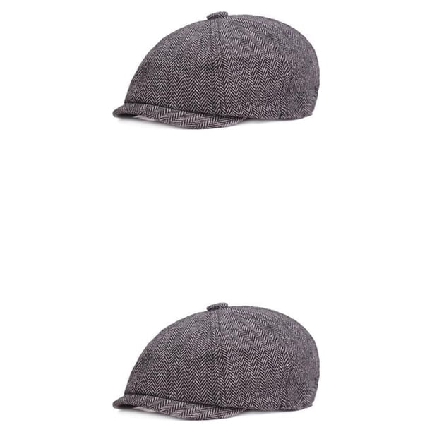 Qarigey Gorra plana de algodón para hombre, gorra de caballero ergonómica transpirable ajustable de repuesto de Color sólido portátil, gris claro 2piezas