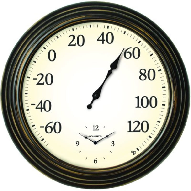 Chaney Instrument 00780A1 Indoor/Outdoor Clock With Thermometer, 16In