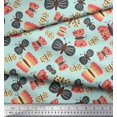 thumbnail image 2 of Soimoi Tissu en Coton Vert Canard Imprimé Insectes pour Couture Largeur 42 Pouces, 2 of 5