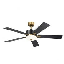 5 Blade Ceiling Fan with Light Kit in Art Deco Style-16.5 inches Tall and 56 inches Wide-Satin Black Finish-Black Blade Color Bailey Street Home