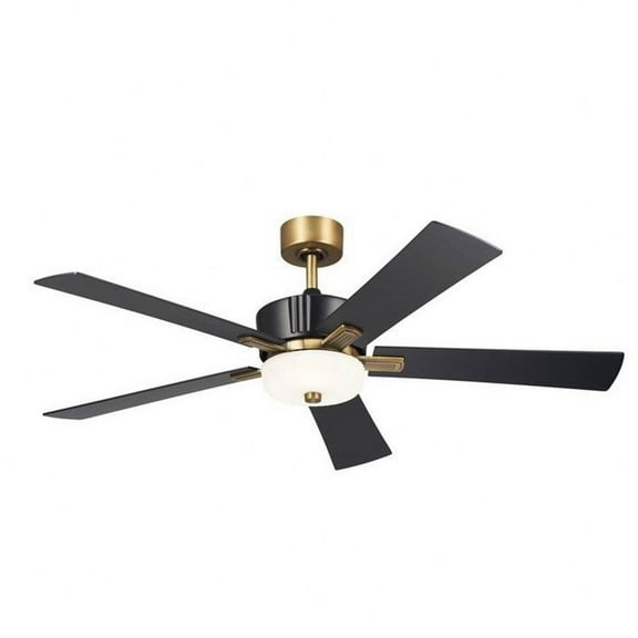 5 Blade Ceiling Fan with Light Kit in Art Deco Style-16.5 inches Tall and 56 inches Wide-Satin Black Finish-Black Blade Color Bailey Street Home