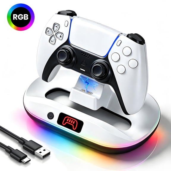 Gopgoy Controller Charging Stand for P5, P5 Wireless Controller Charger Dock with 8 RGB Light Modes, Fast Charging Base with LED Indicator, Compatible with P5 Wireless Controllers