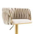 thumbnail image 6 of Triple Tree Ivory Velvet Adjustable Height Barstools with Woven Back, Metal Square Base (Set of 2), 6 of 9