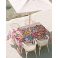 thumbnail image 3 of 60x120 Inch Outdoor Tablecloth with Umbrella Hole Zipper Rectangle Light Pink Spring Easter Rectangular Tablecloths Outside Waterproof Bunny Eggs Floral Botanical Patio Table Cover for Picnic Party, 3 of 8