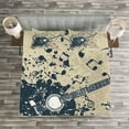 thumbnail image 3 of Ambesonne Music Quilted Bedspread Set 3 Pcs, Acoustic Guitar Notes, Queen Size, Beige Dark Blue, 3 of 3