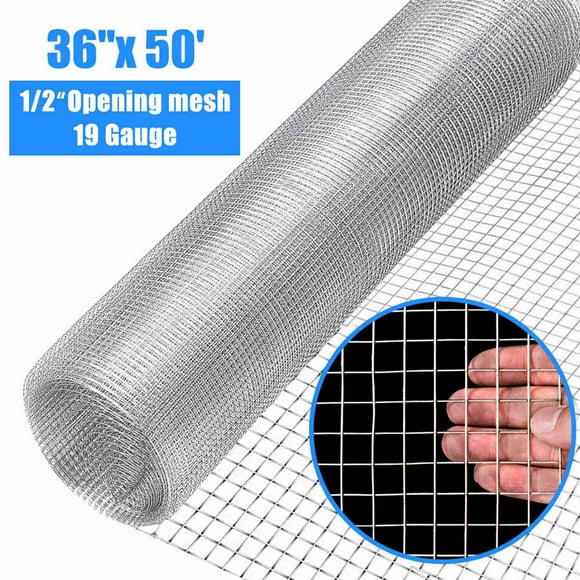 Costway 36'' x 50' 1/2inch Wire Fence Mesh Cage Roll Garden 19 Gauge Galvanized Wire
