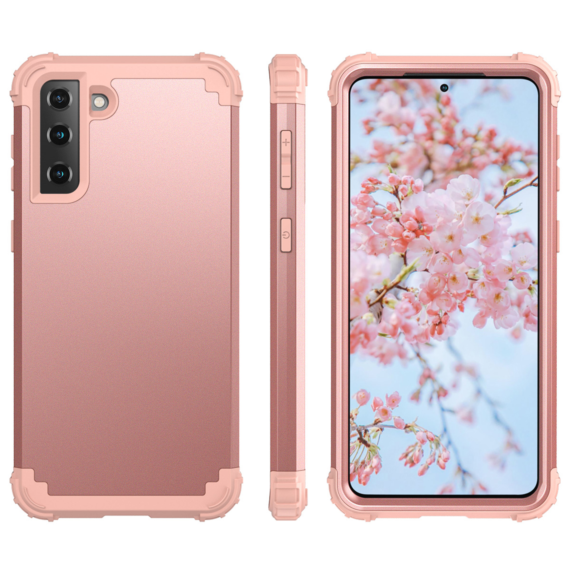 Samsung Galaxy S21+ Case, Dteck Heavy Hybrid Rugged Shockproof Case, Support Wireless Charging, 3 in 1 Full Protective Cover for Samsung Galaxy S21+/S21 Plus 5G, Rosegold - image 2 of 7