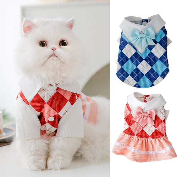 Dream Lifestyle Pet Dress Bow-Knot Ornament Wear Resistant Cloth College Style Bow Design Cat Dress Photography Prop Birthday Gift