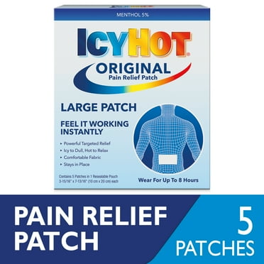 Icy Hot Original Topical Pain Reliever Patches, Numbing Cream and Muscle Rub Alternative, 5% Menthol, Large, 5 Count