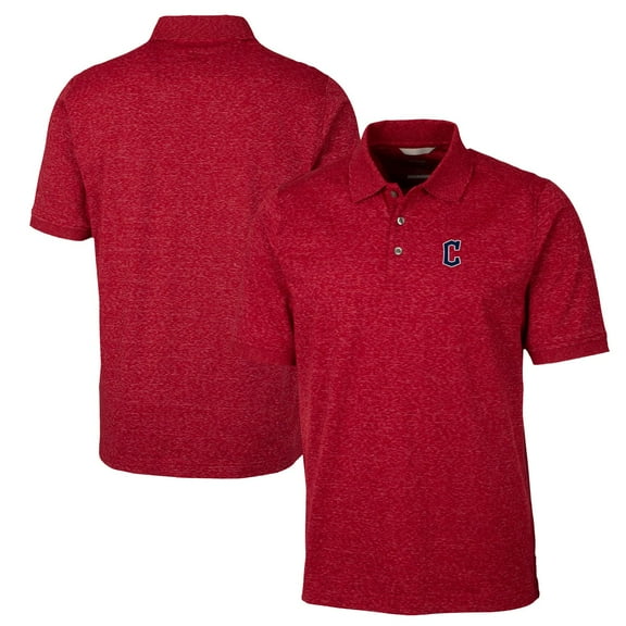Men's Cutter & Buck Cardinal Cleveland Guardians Advantage Space Dye Tri-Blend Polo