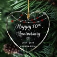 thumbnail image 3 of Personalized 10th Wedding Anniversary Ornament - 10 Years Anniversary for Husband, Wife - 10 Year of Marriage - Happy 10th Wedding Gifts for Couple, Parents, Mom, Dad, Mr, Mrs, Women, Men, 3 of 6