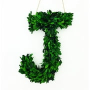 Modern Home 12" Real Preserved Boxwood Monogram Wreath Letters - J