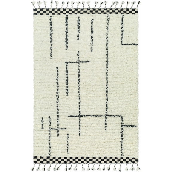 BoutiqueRugs Yukia Bohemian, Transitional Area Rug - Ivory, Charcoal, Jet Black - 2' x 3'