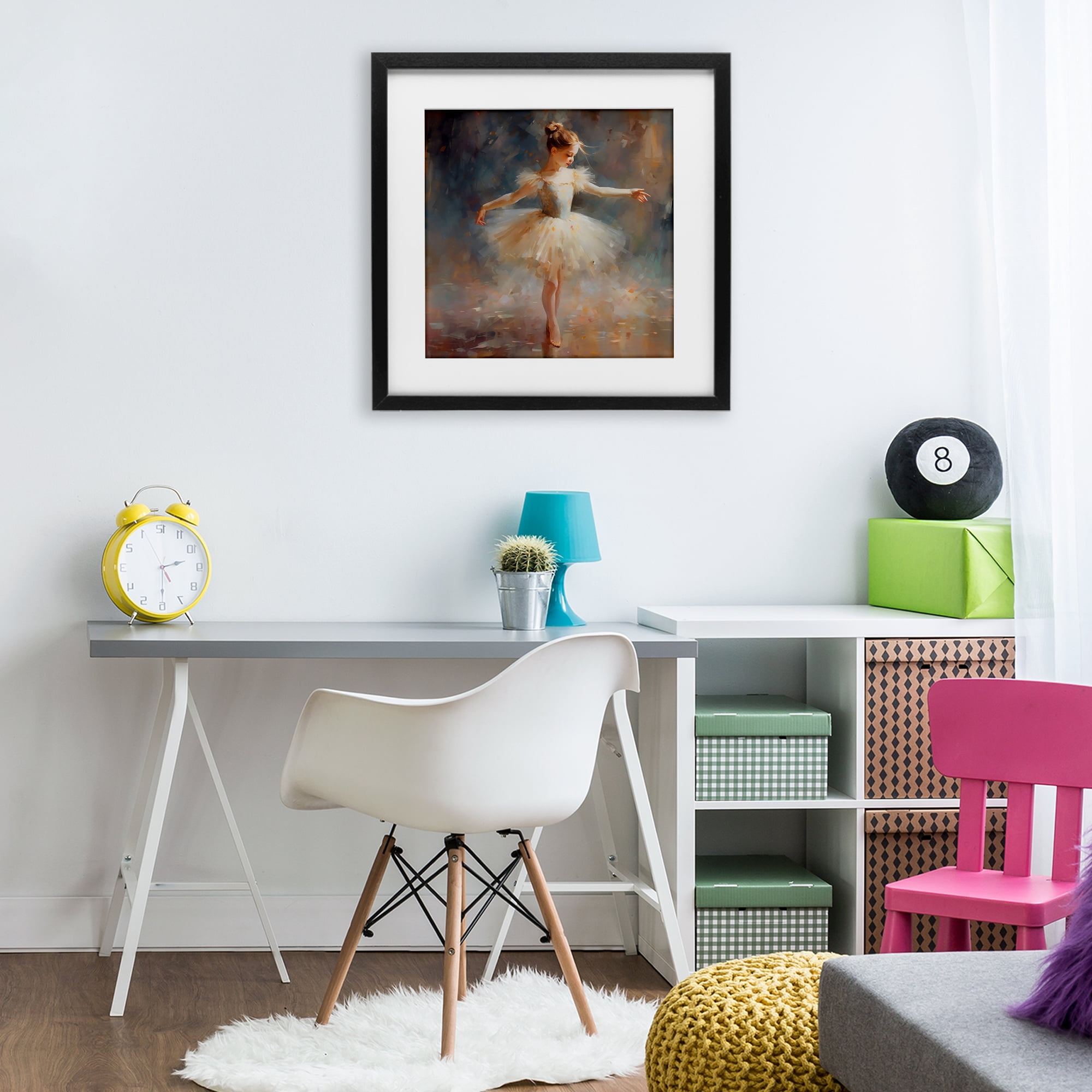 Stupell Industries Ballerina In White Tutu Black Framed Print Under Glass, design by Creative Studio