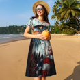 thumbnail image 4 of Vsdgher Robe Midi Maxi Décontractée à Manches Courtes et Col Rond pour Femmes Été 2025, 4 of 6