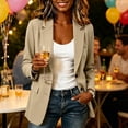 thumbnail image 6 of Taqqpue Women Blazer Solid Color Button Down V Neck Blouse Tops Looe Fit Dressy Plus Size Suit Jacket Coat for Women, 6 of 9
