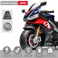 thumbnail image 4 of TCARAIWEN 24V Kids Motorcycle Electric Motorbike Aprilia Licensed Ride on Toy w/LED Lights Bluetooth Music Battery Powered 5MPH for Kids 3-11 Years Old,Blue, 4 of 9