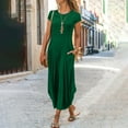 thumbnail image 2 of QLEICOM Women's Casual Loose Sundress Long Dress Short Sleeve Split Maxi Dresses Summer Beach Dress with Pockets Green S, US Size: 4, 2 of 5
