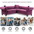 thumbnail image 2 of Modern Upholstered Sofa with 2 Sectional Loveseat Couches, 80'' Modern Velvet Chesterfield Loveseat Sofas with 3 Pillows, Upholstered L-Shaped Button-Tufted Scrolled Back Furniture Set, SS602, 2 of 9
