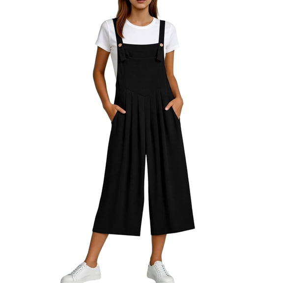 Levmjia Women's Plus Size Wide Leg Overall Shorts Adjustable Straps Buttons Pockets Casual Loose Fit Bib Jumpsuit for Summer