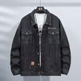 thumbnail image 2 of LIUJUNSHOP Slim Fit Men's Denim Jacket Mens Classic Denim Jacket Autumn Spring Casual Wear Solid Color Button Front Blouse Coat Top, 2 of 5