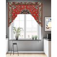 thumbnail image 3 of Red Boho Kitchen Curtains Swag Valance for Windows/Bathroom/Cafe, Vintage Farmhouse Abstract Floral Aesthetic Rod Pocket Drape Panel Swag Curtains Valance for Bedroom/Living Room 56"x36", 3 of 6