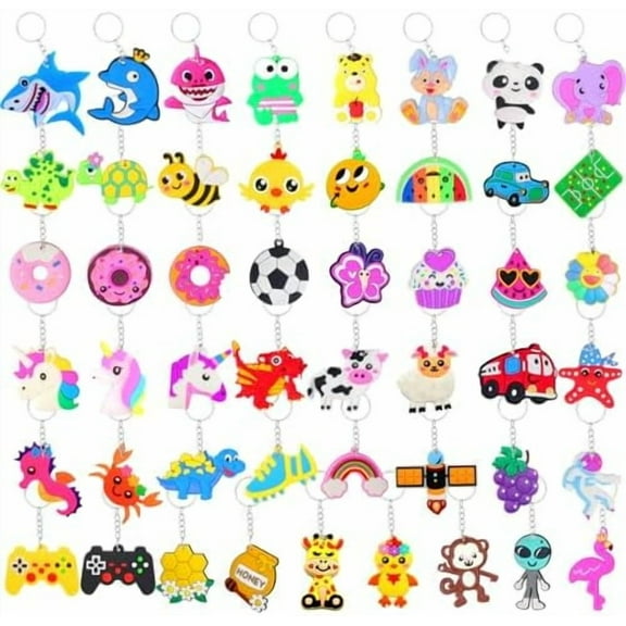 50 PCS Keychains Bulk Cute Key Chain for Classroom Prizes Rewards Students Incentives Birthday Holiday Gifts Party Favors Keyrings for Kids$$Office