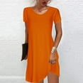 thumbnail image 2 of Babysbule Women's Dress Summer Fashion Womens Casual Loose Solid Round Neck Short Sleeve Comfy Womens Dresses, 2 of 5