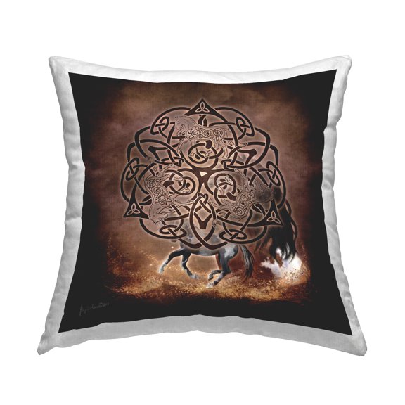 Stupell Industries Brown Celtic Horse Decorative Printed Throw Pillow, 18 x 18