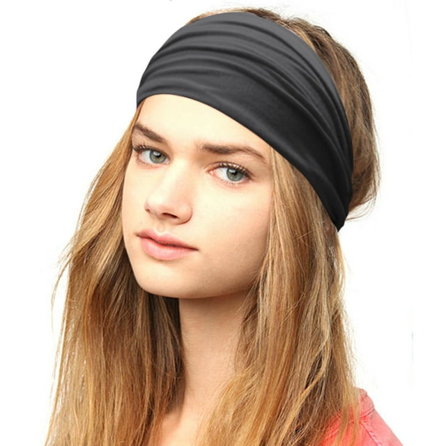 Women Solid Color Headband Elastic Head Wrap Headband Bandana