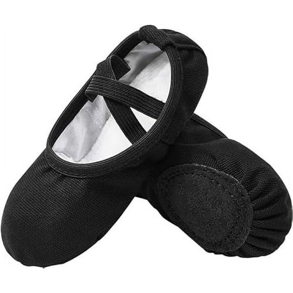 VINGT ANS Girls Ballet Shoes Cotton Canvas Dance Slippers No-Tie Boys Dance Shoes