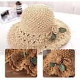 thumbnail image 3 of 2025 Elegant Crochet Straw Hat with Ruffle Detail, Vintage Ruffle Crochet Straw, Foldable Hand-Woven Sun Hat for Women, 3 of 7