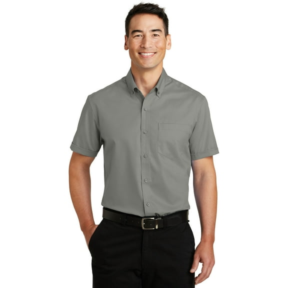 Port Authority Short Sleeve SuperPro Twill Shirt-L (Monument Grey)