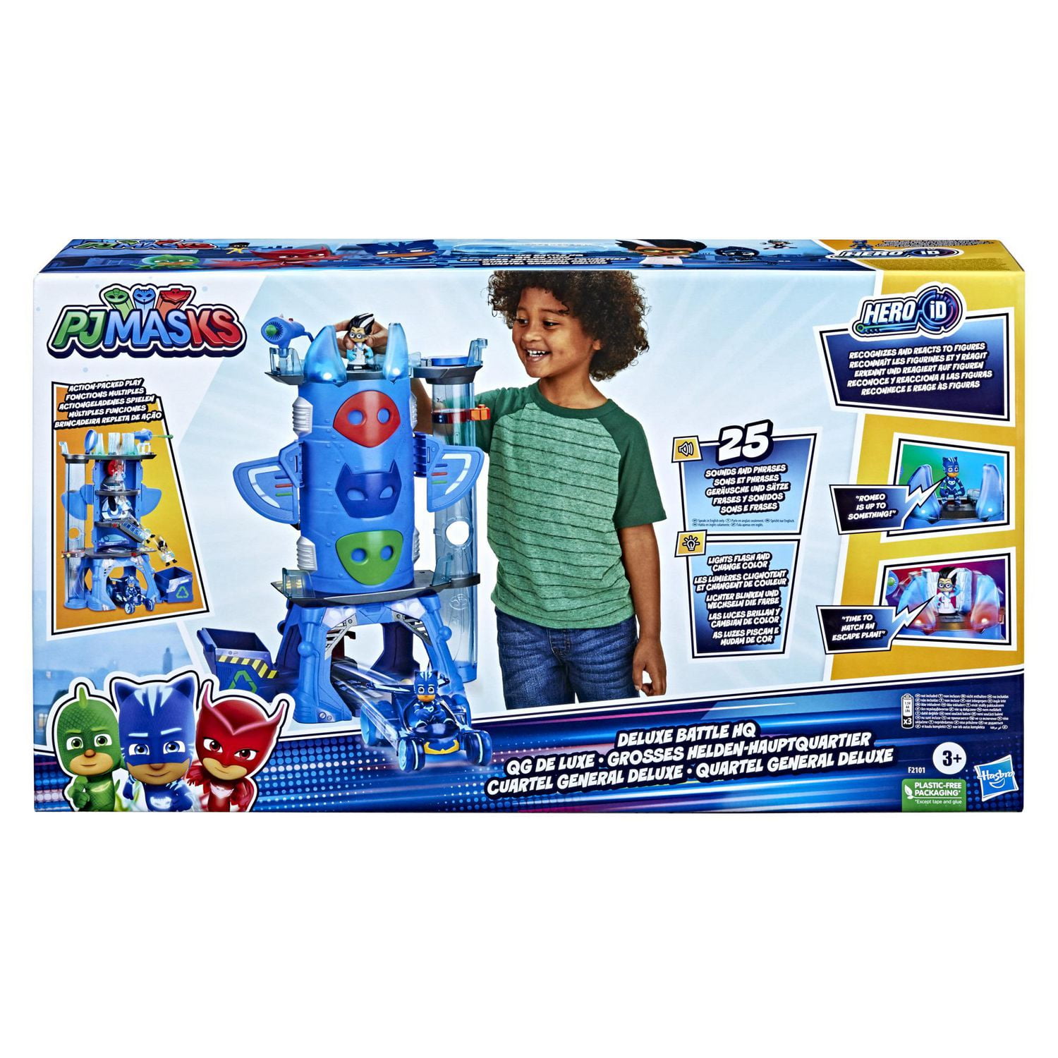 PJ Masks Deluxe Battle HQ Preschool Toy, Headquarters Playset with 2 Action Figures and Vehicle for Kids Ages 3 and Up