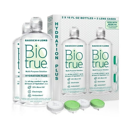 Biotrue Hydration Plus Contact Lens Solution 16 Fluid Ounce (Pack of 2)