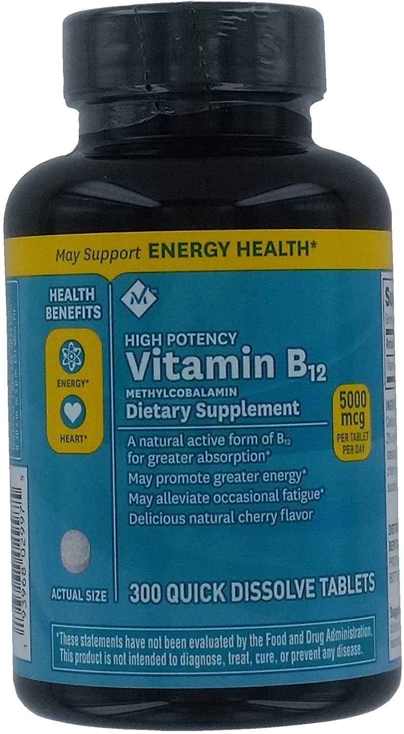 Sublingual Vitamin B12 5000mcg Methylcobalamin (300 ct.) 2 Pack