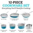 thumbnail image 3 of Gotham Steel 12 Piece Pots and Pans Nonstick Set Ceramic Cookware Kitchen Set, With Frying Skillet, Saucepan, Aqua Blue, 3 of 7