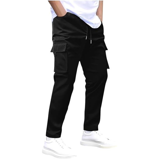 Work Pants for Men, High-Elasticity Polyester Straight-Leg Cargo Pants with Water-Resistant Rip-Stop Fabric and Multiple Utility Pockets