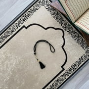 Foam Padded Prayer Mat, Muslim Prayer Rug, Anti-Slip Designer Sejadah 801 Beige 66x113 cm