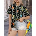 thumbnail image 3 of LA LEELA Women's Casual Beach Short Sleeve Blouse Shirt Blouses Button Down Dress Tops Tee Hawaiian Shirts for Women L Parrot, Grey, 3 of 4